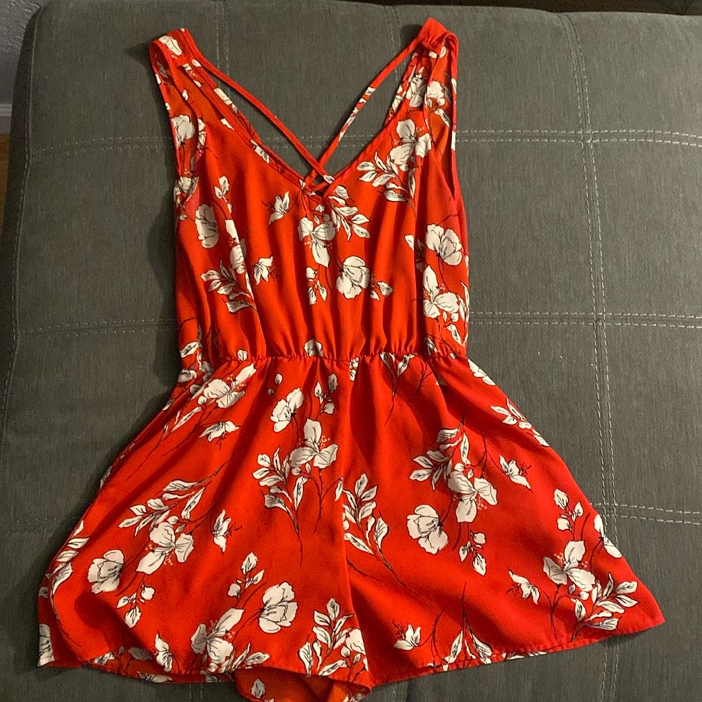 Floral shorts romper